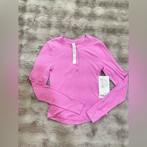 NWT Lululemon Hold Tight Long-Sleeve Henley Size 4 Dahlia Mauve Pink